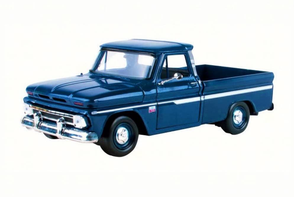 1966 Chevy C10 Fleetside Pickup Truck, Dark Blue - Motormax 73355 - 1/24 Scale Diecast Model Toy Car