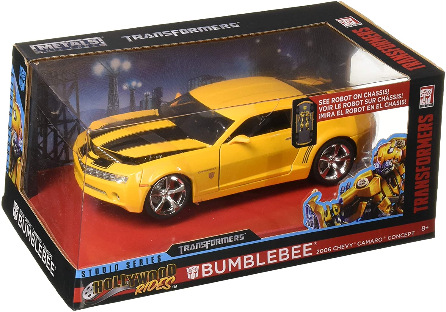 Transformers Bumblebee 2006 Chevy Camaro Concept Die-cast Car, 1:24 Scale Vehicle, Yellow