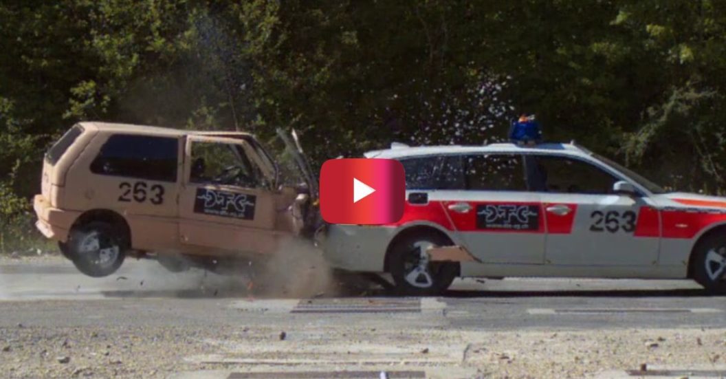 fiat uno vs. bmw police car crash test