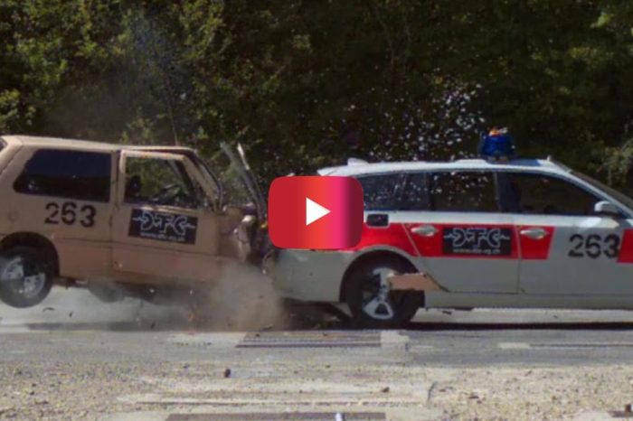 Fiat Uno vs. BMW Police Wagon in 55 MPH Crash Test