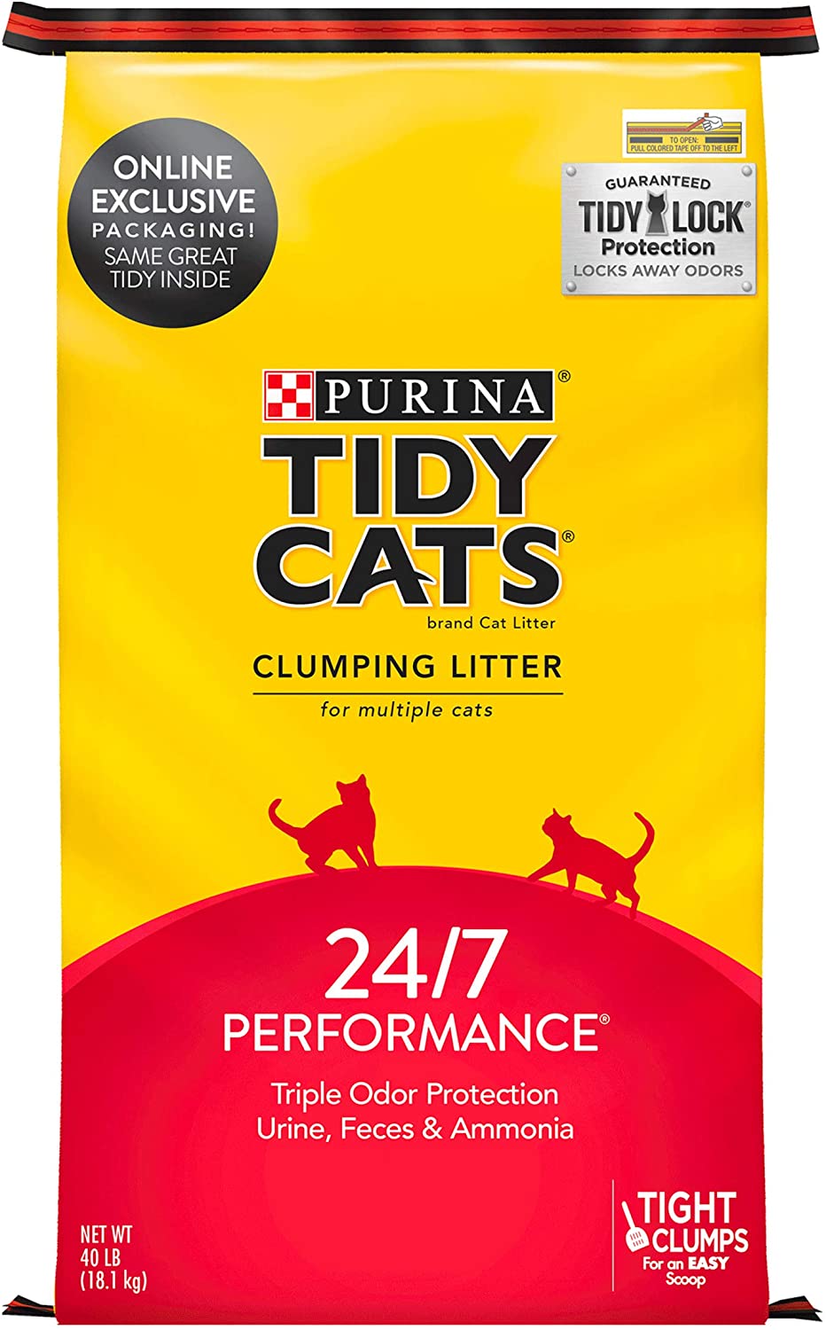 Purina Tidy Cats Clumping Cat Litter, 24/7 Performance Multi Cat Litter - 40 lb. Bag