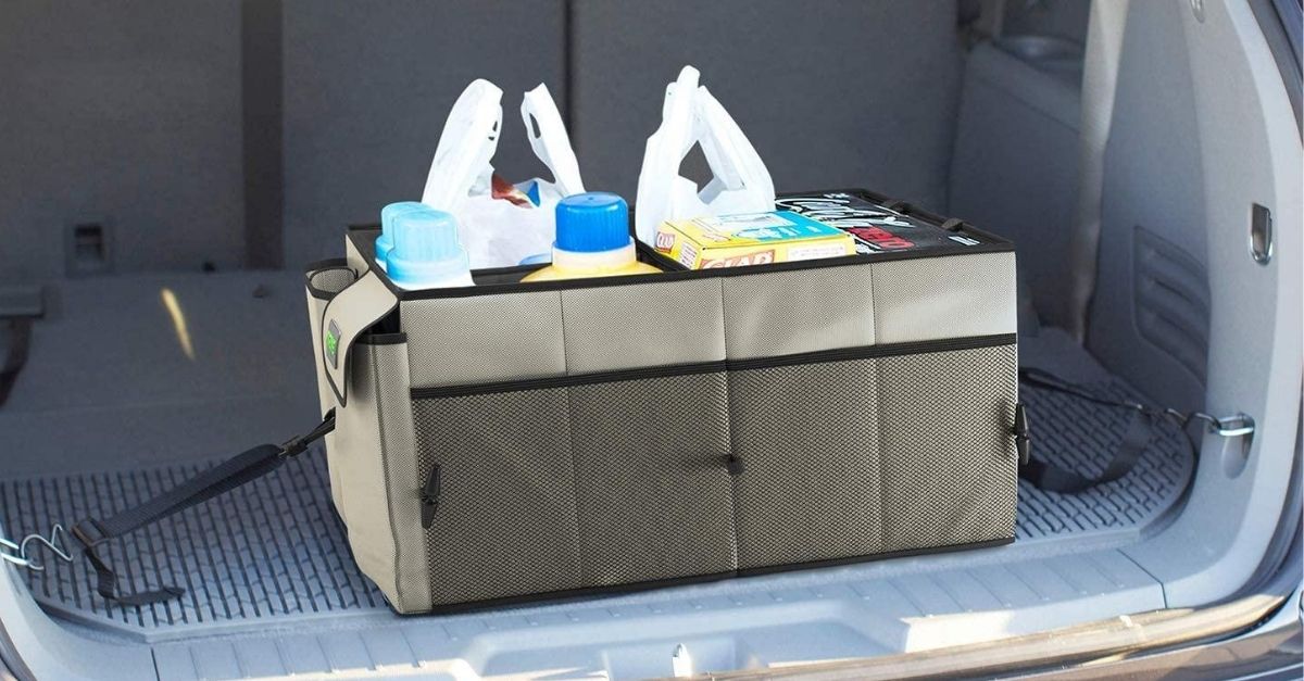  Starling's Car Trunk Organizer - Super Strong Foldable Storage  Cargo Box for SUV, Auto, Truck - Nonslip Waterproof Bottom, Fits any Vehicle  (Black, 4 Compartments) : Automotive