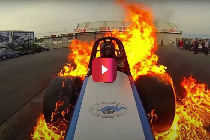 Drag Racer’s Award-Winning Gasoline Burnout Goes Up in Flames in the Most Epic Way