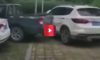 pickup truck driver hits illegally parked car