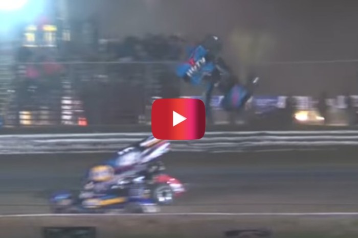 Sprint Car Launches Over Catch Fence, Barely Misses Fans