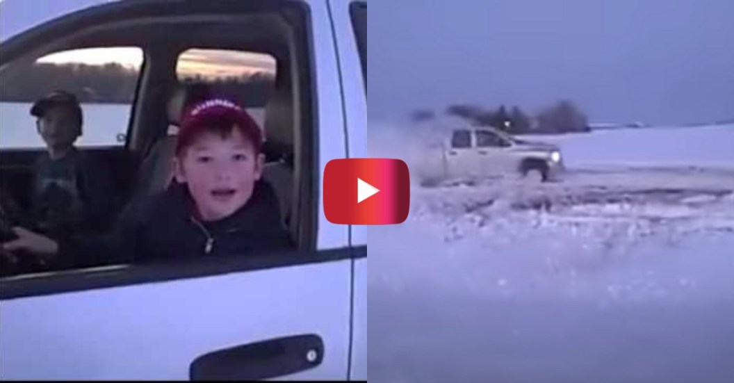 kids doing donuts in dad's truck