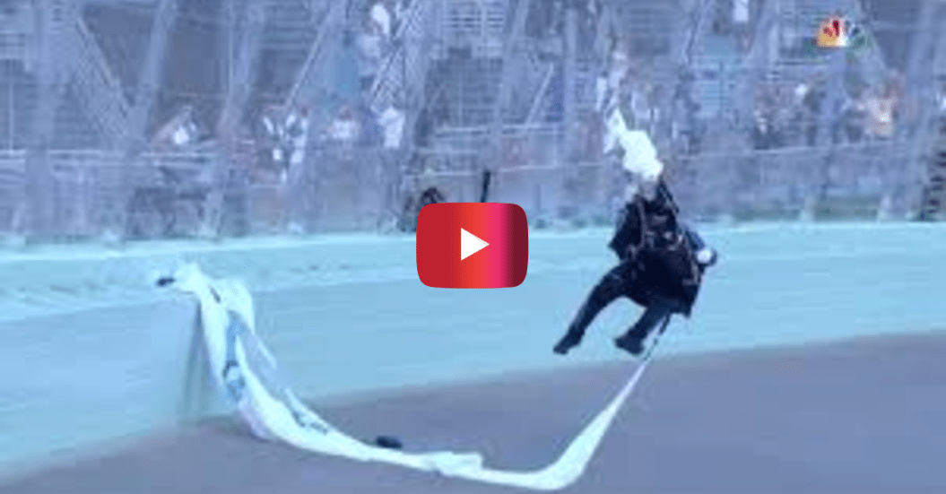 skydiver stuck in fence 2018 nascar championship race