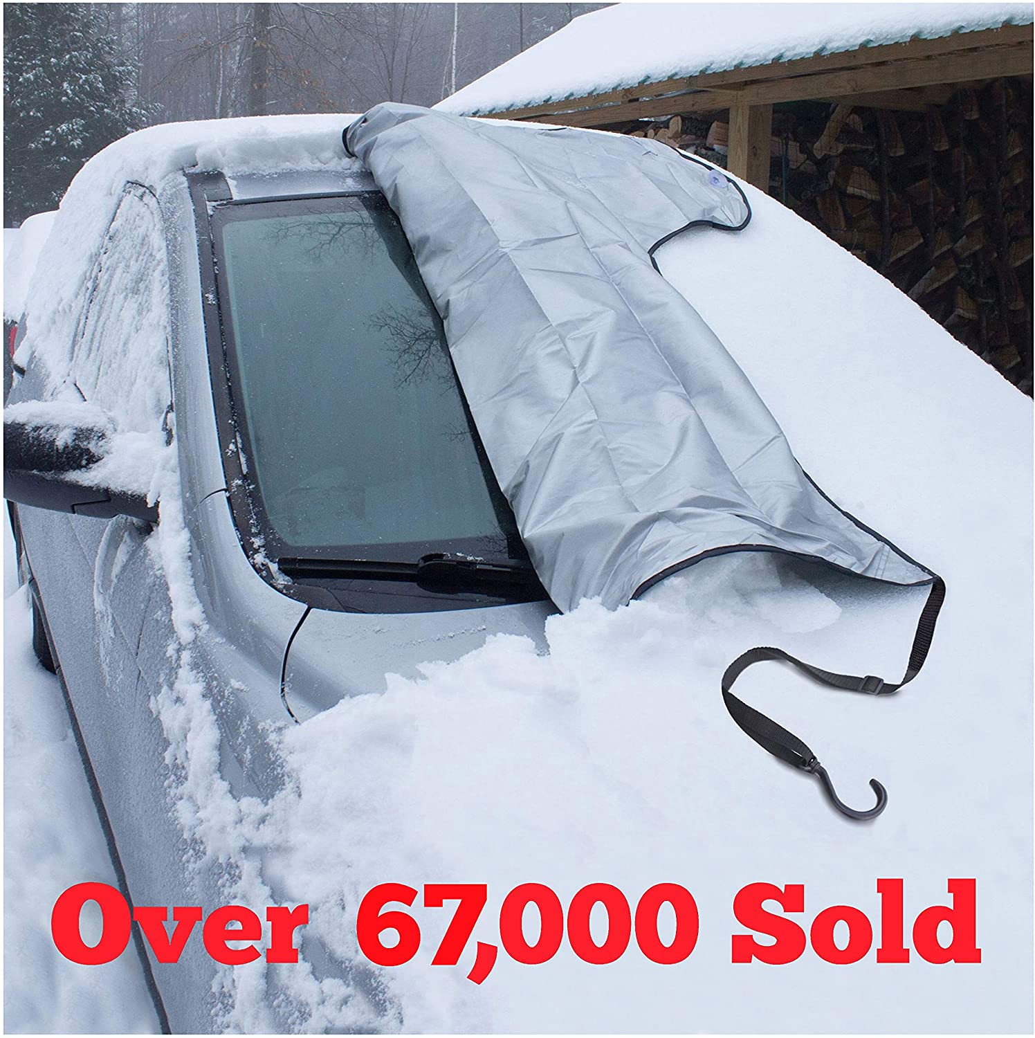 147CM x 116CM Windscreen Frost Cover Snow Cover Windshield Snow Cover with Ears Sun Dust Water Resistant Shade Protector Morning Time Saver for Cars SUV in all Weather BACKTURE Car Snow Cover 