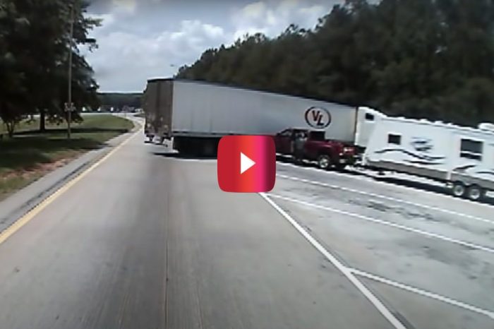 Oblivious Truck Driver Crashes at Weigh Station
