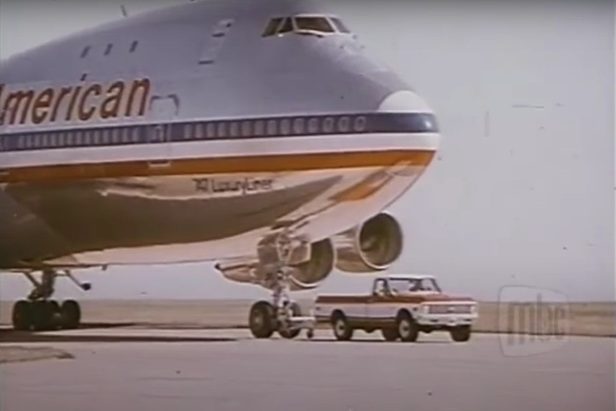 ’72 Chevy Truck Pulls Boeing 747 in Classic Commercial