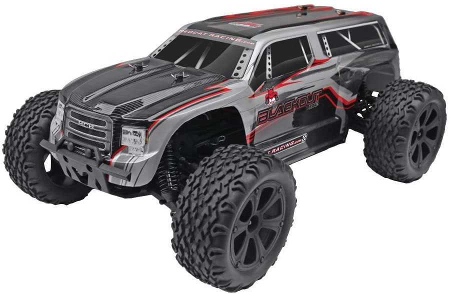 Redcat Racing Blackout XTE 1/10 Scale Electric Monster Truck with Waterproof Electronics, Silver/Red SUV