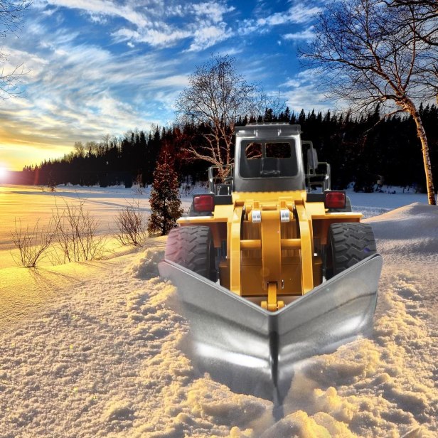 fisca RC Truck Remote Control Snow Plow 6 Channel 2.4G Alloy Snow Sweeper Vehicle 4WD Tractor Toy with Lights for Kids