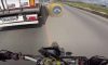 motorcycle crashes into barrier