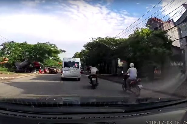 Swerving Scooter Rider Gets Hit With Instant Karma