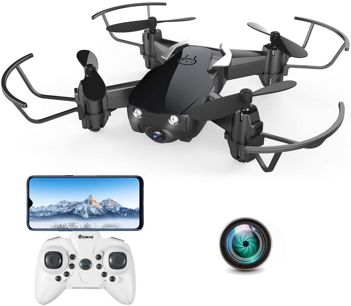 Mini Drone with 720P Camera for Kids and Adults, EACHINE E61HW WiFi FPV Quadcopter with 720P HD Camera Selfie Pocket Nano Drone for Beginner - Auto Hover Mode, One Key Take Off/Landing, APP Control