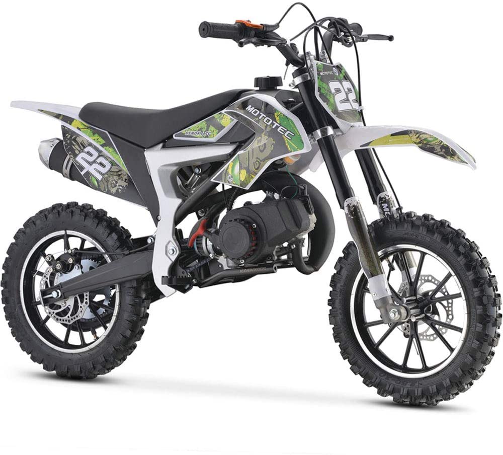MotoTec 50cc Demon Kids Gas Dirt Bike 2-Stroke Motorcycle Pit Bike Green