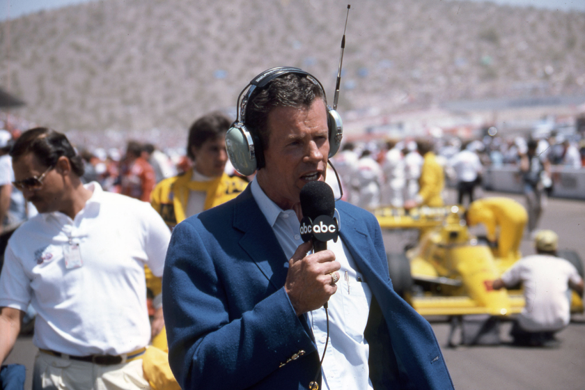 bobby unser talking into ABC microphone