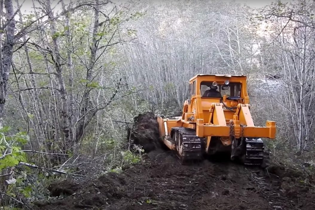 bulldozer making logging roads