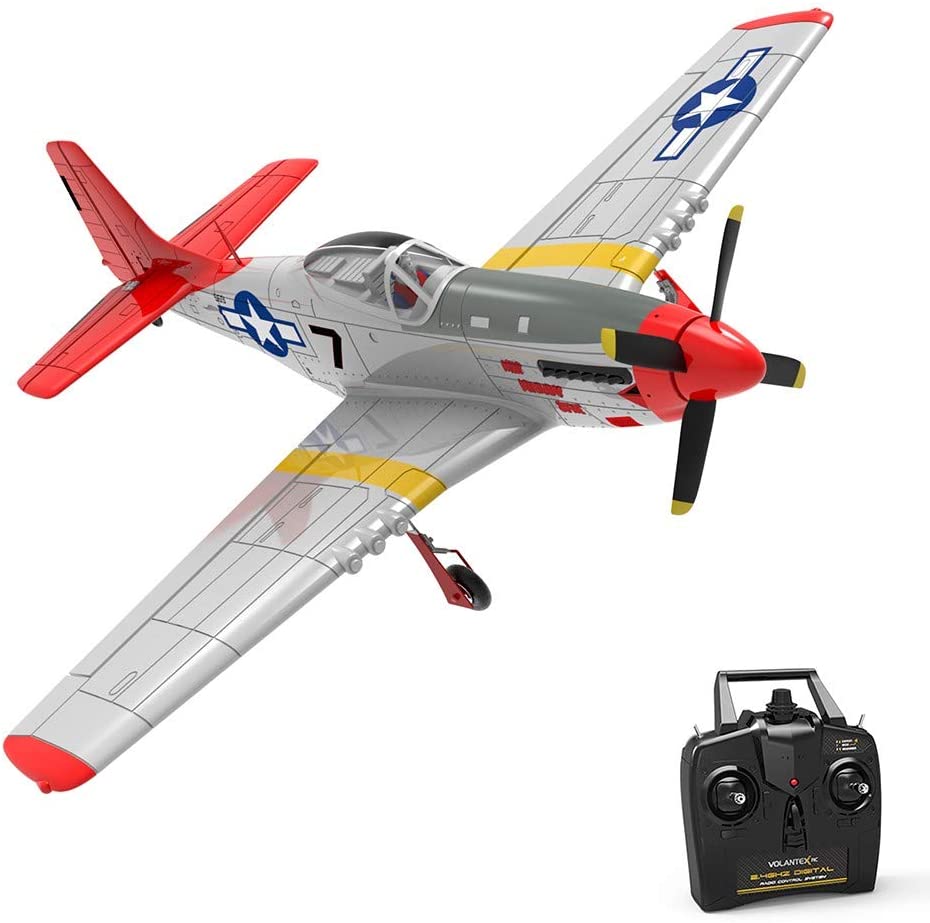 cobcob RC Airplane, Remote Control Glider RC Quadcopter Aircraft RC Airplane with Safe Technology (4-CH 2.4Ghz Transmitter Included), Easy to Fly for Adults Beginners (Red)