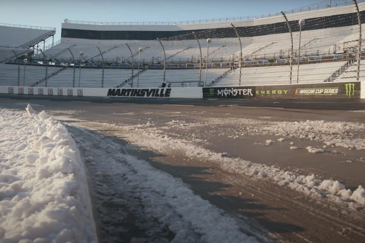 Martinsville Speedway Looks Magical After a Snowfall | Engaging Car