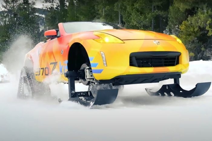 Nissan Modified a 370Z Roadster Into a Snowmobile