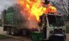 garbage truck bursts into flames