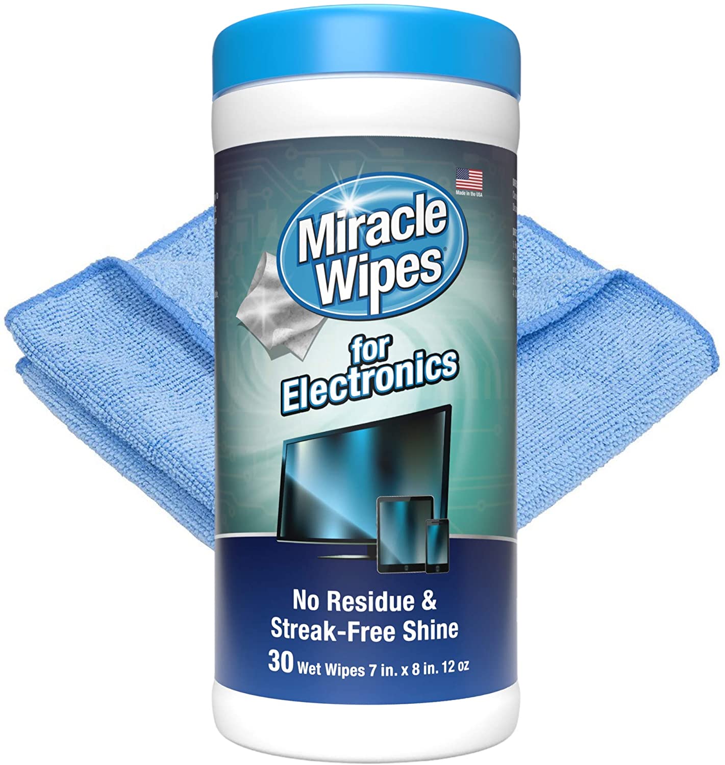MiracleWipes for Electronics Cleaning - Screen Wipes Designed for TV, Phones, Monitors and More - (30 Count)