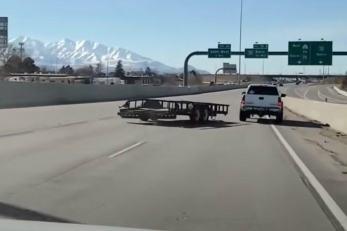 Trailer Detaches From Truck and Turns Into Battering Ram