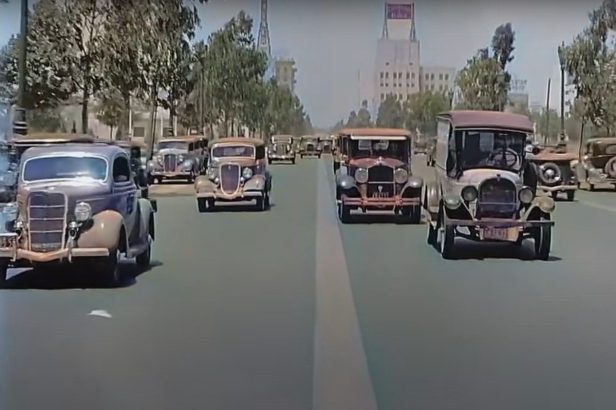 Remastered Color Footage From 1935 Shows Traffic on California Streets