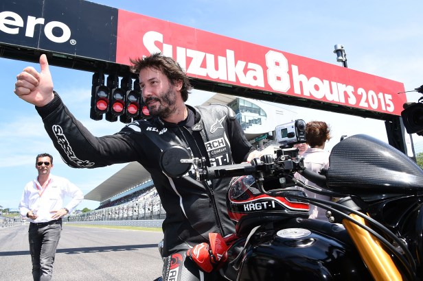 Keanu Reeves is seen during the opening ceremony of the Suzuka 8 Hours at the Suzuka Circuit on July 26, 2015 in Suzuka, Japan