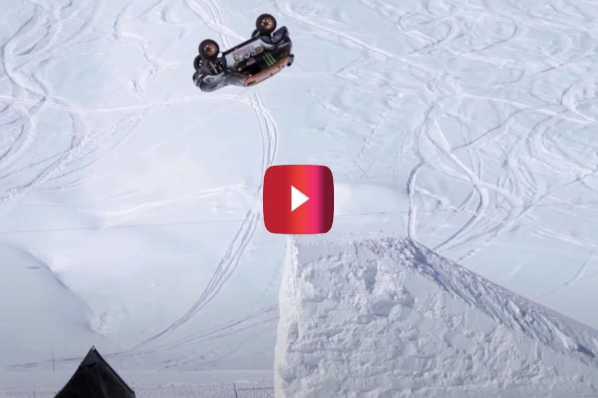 Guerlain Chicherit does backflip in snow with mini