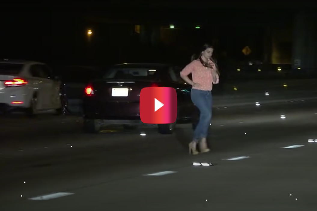 drunk woman wanders onto freeway