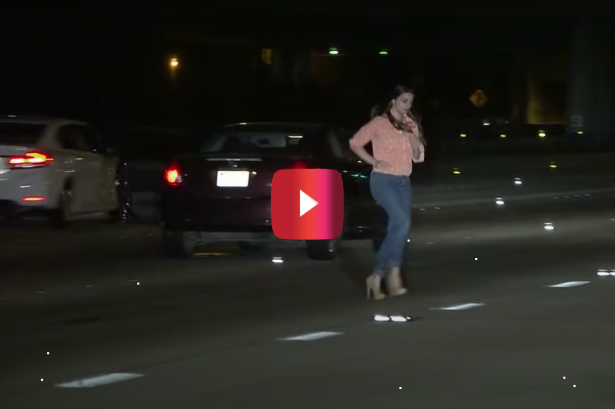 Drunk Woman Risks It All and Wanders Onto Freeway