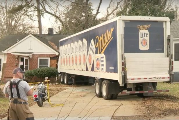 Miller Lite Truck Crashes Into North Carolina Home