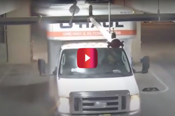 Driver Forces U-Haul Truck Into Parking Garage and Completely Wrecks Sprinkler System