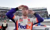 Denny Hamlin reacts after the NASCAR Cup Series Xfinity 500 at Martinsville Speedway on October 31, 2021 in Martinsville, Virginia