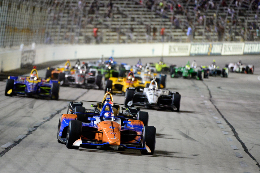 Scott Dixon leads the field during the Verizon IndyCar Series DXC Technology 600 at Texas Motor Speedway on June 9, 2018 in Fort Worth, Texas