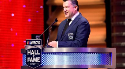 NASCAR Hall of Fame inductee Tony Stewart speaks during the 2020 NASCAR Hall of Fame Induction Ceremony at Charlotte Convention Center on January 31, 2020 in Charlotte, North Carolina