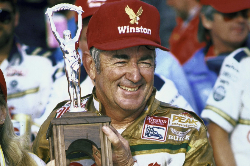 bobby allison with trophy at 1988 daytona 500