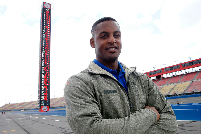 jusan hamilton with arms folded at auto club speedway