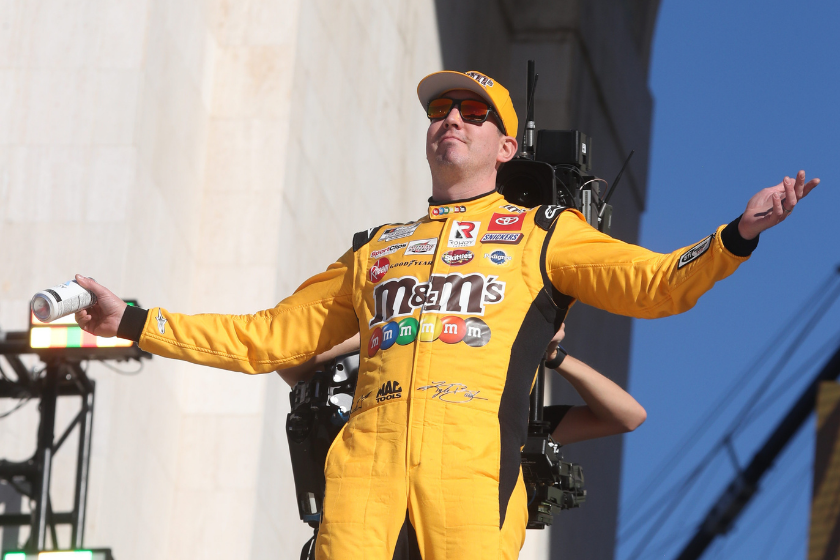 kyle busch with arms outstretched